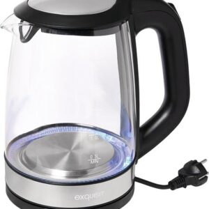 Wasserkocher WK 3501 swg 2200 W schwarz ,2l 1,1kg Glas,VA LED blau EXQUISIT