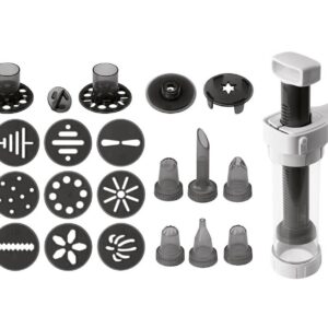 Dr. Oetker Gebäckpressen- / Garnierspritzenset 23-teilig 1 x Gebäckpresse / Garnierspritze, 16 Formscheiben, 6 Tüllen