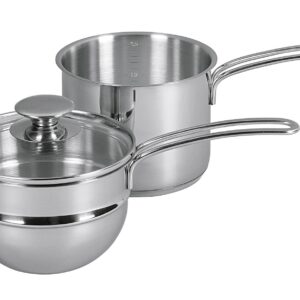 KÜCHENPROFI Wasserbad-Topf Edelstahl mit Glasdeckel 1,5 l Ø14cm